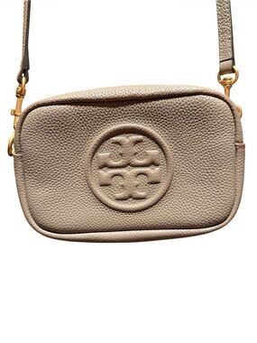 Tory Burch Kira Pebbled Leather Crossbody Bag in Taupe